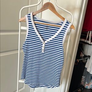 Blue and White Striped Women's Tank Top